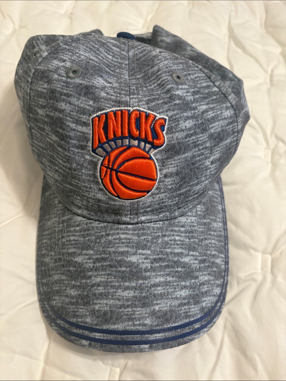 Womens New York Knicks Grey Heather Baseball Cap with Orange Logo